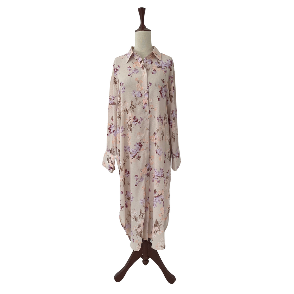 H&M Pink Floral Collared Long Tunic | Gently Used |