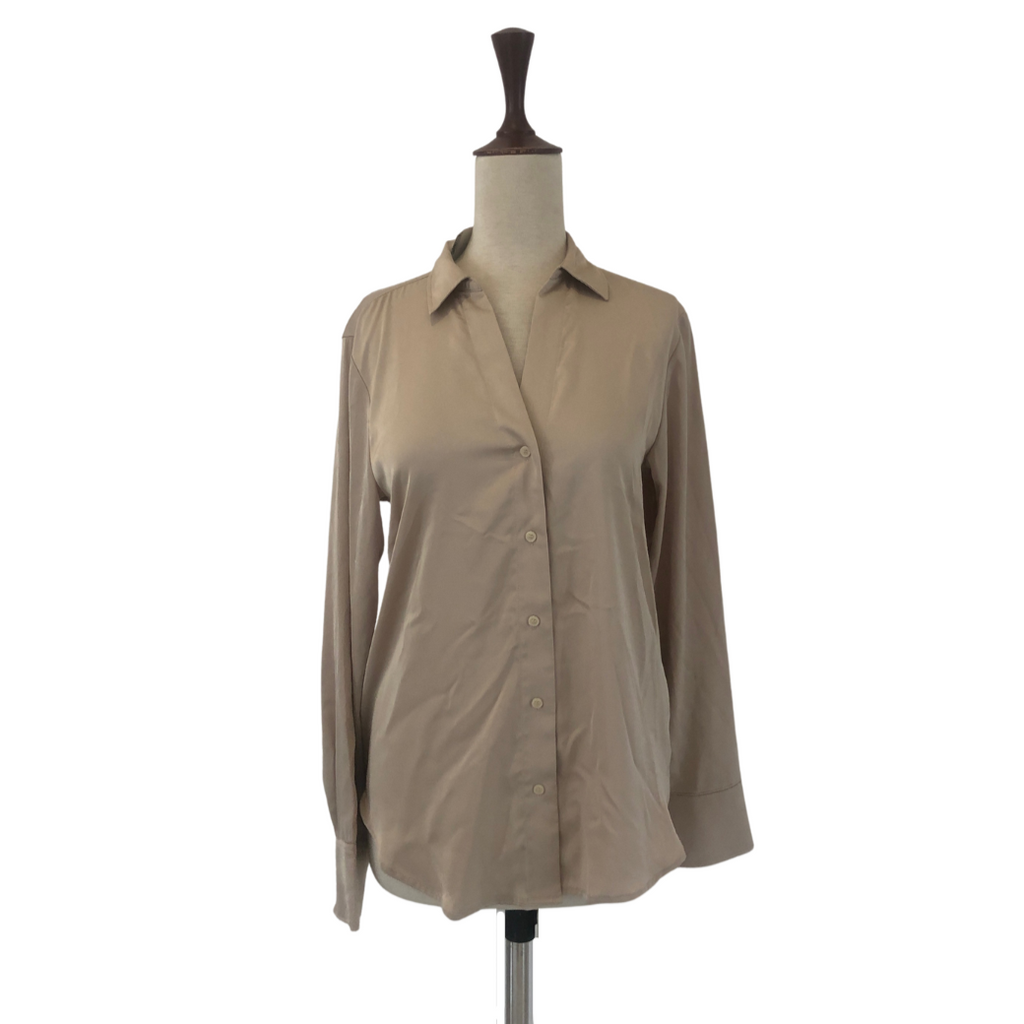 H&M Beige Satin Collared Shirt | Brand New |