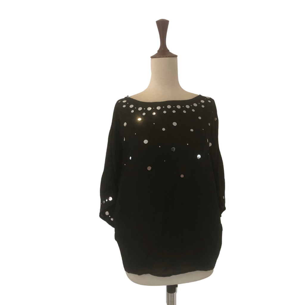 Michael Kors Black Mirror-Work Blouse | Gently Used |