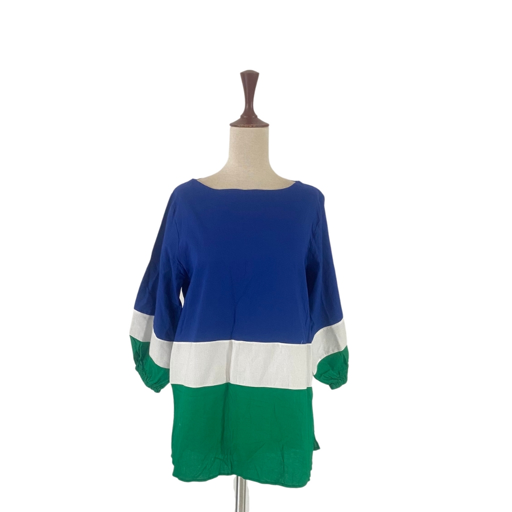 Lulusar Blue, Green & White Colour Block Tunic | Brand New |