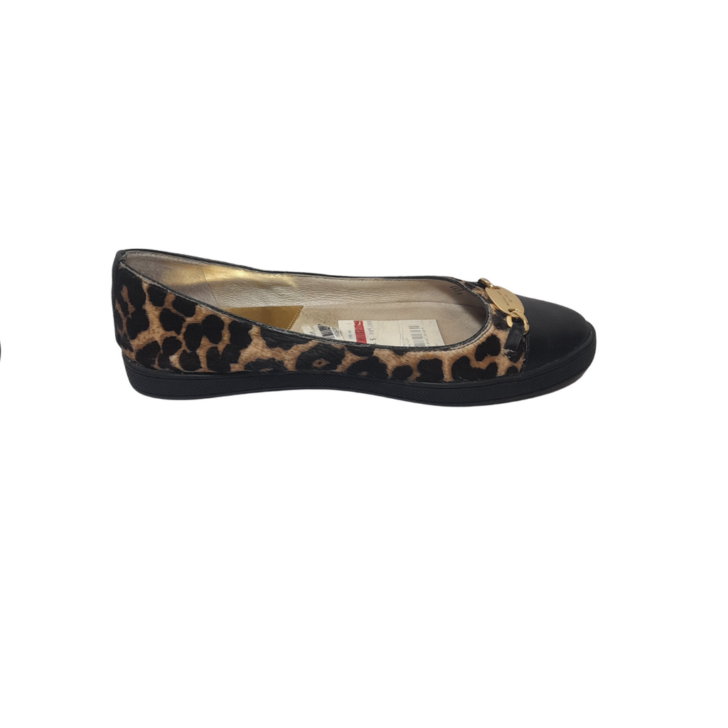 Michael Kors Cheetah Print & Black Leather Ballet Flats | Pre Loved |