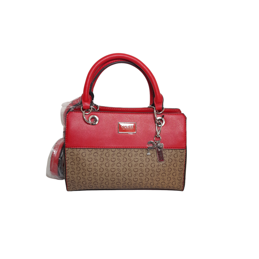 Guess Monogram & Red Satchel | Brand New |