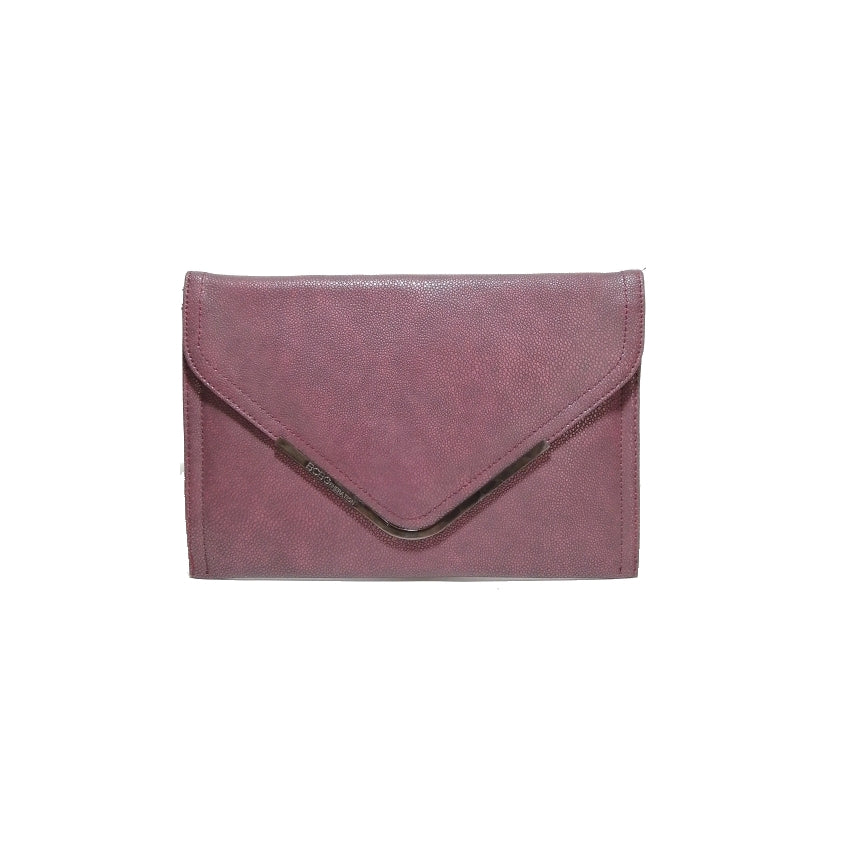 BCBGeneration Evergreen Maroon Vegan Leather Pebbled Clutch