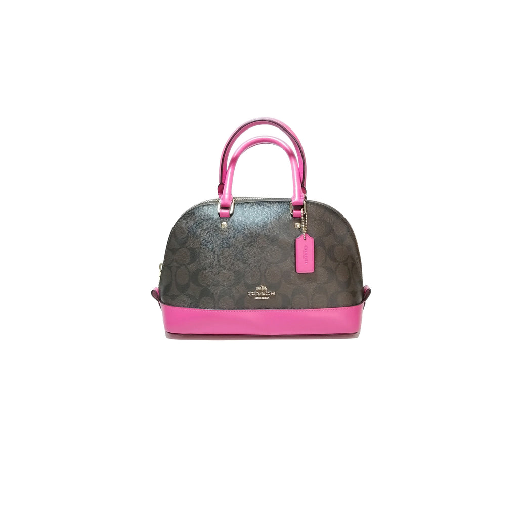 Coach Monogram Canvas with Pink Trim Dome Small Satchel