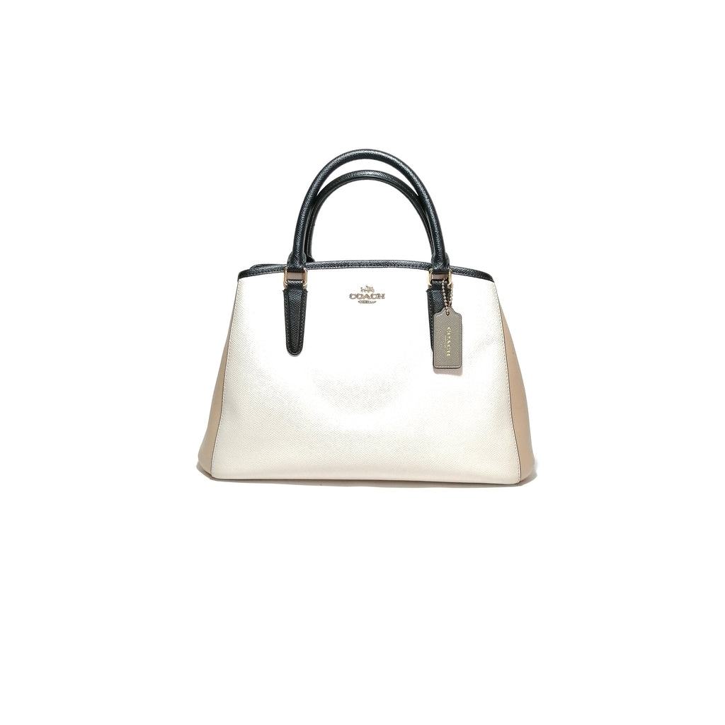 Coach Beige & White Leather Tote