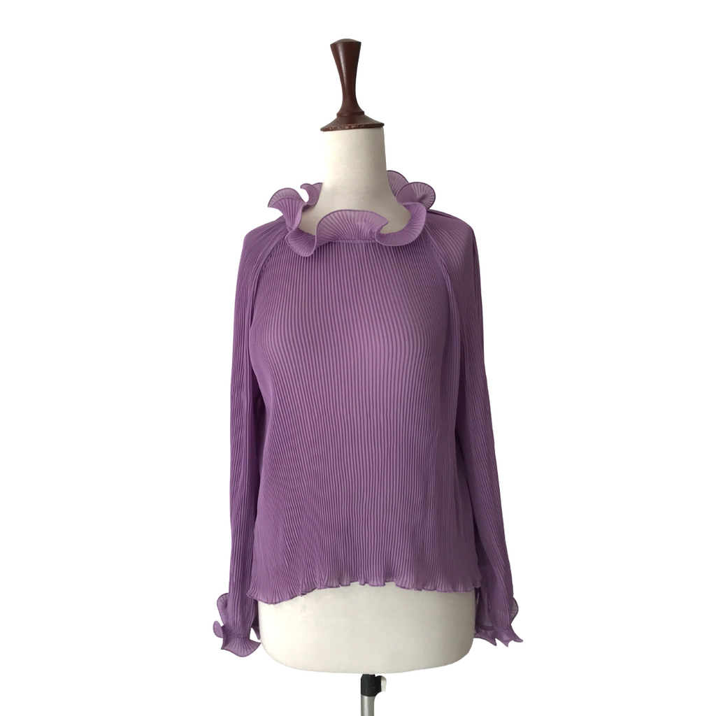 ZARA Purple Pleated Ruffle Shirt | Gently Used |