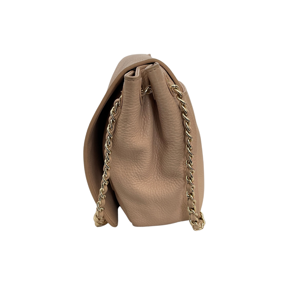 Tory Burch 'Bombe' Light Pink Pebbled Leather Flap Shoulder Bag | Pre Loved |