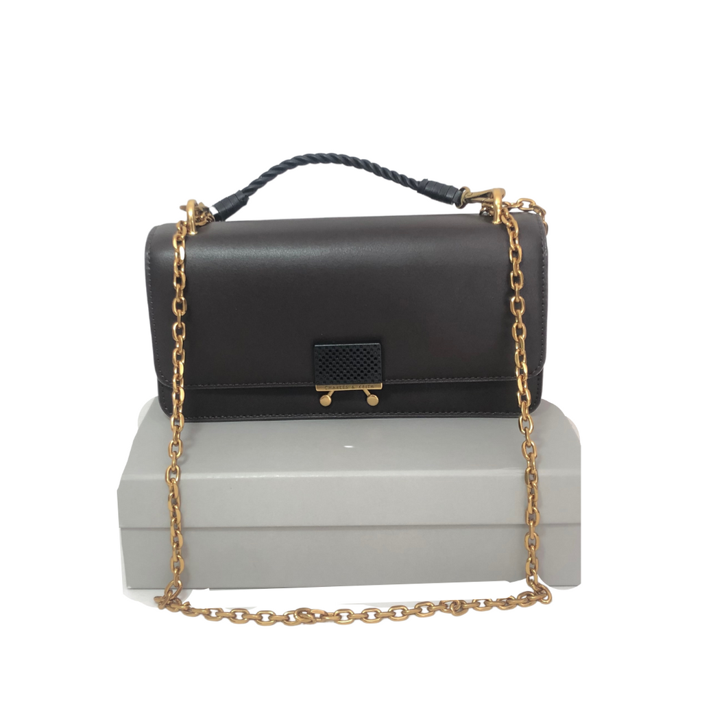 Charles & Keith Dark Oak Convertible Shoulder Bag | Like New |