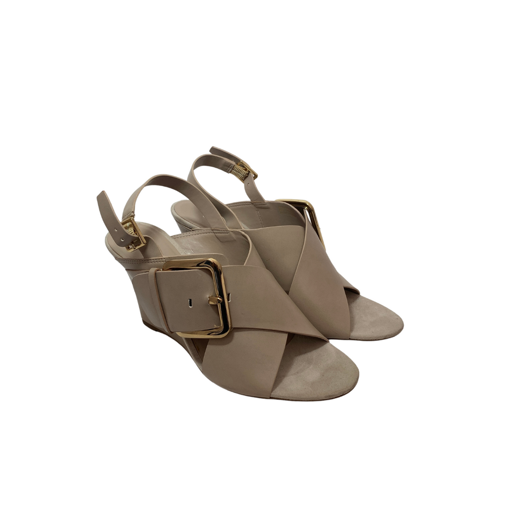 Charles & Keith Taupe Peep-toe Wedges | Gently Used |