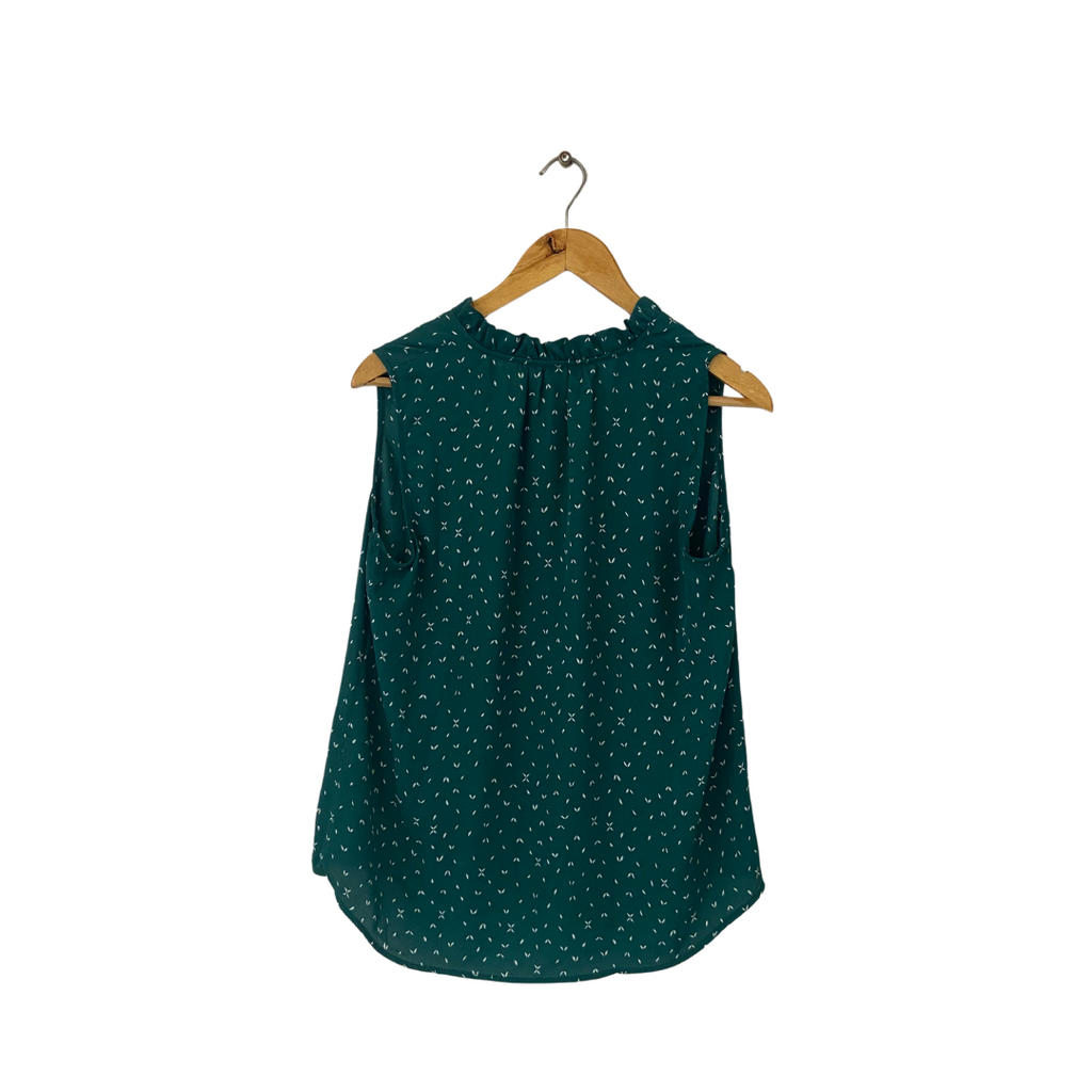 Banana Republic Green & White Printed Sleeveless Blouse | Gently Used |