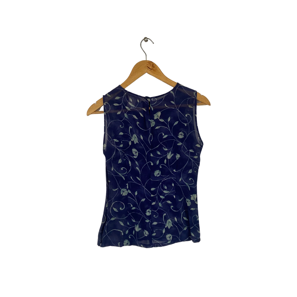 Casual Corner Blue Printed Sleeveless Top | Gently Used |
