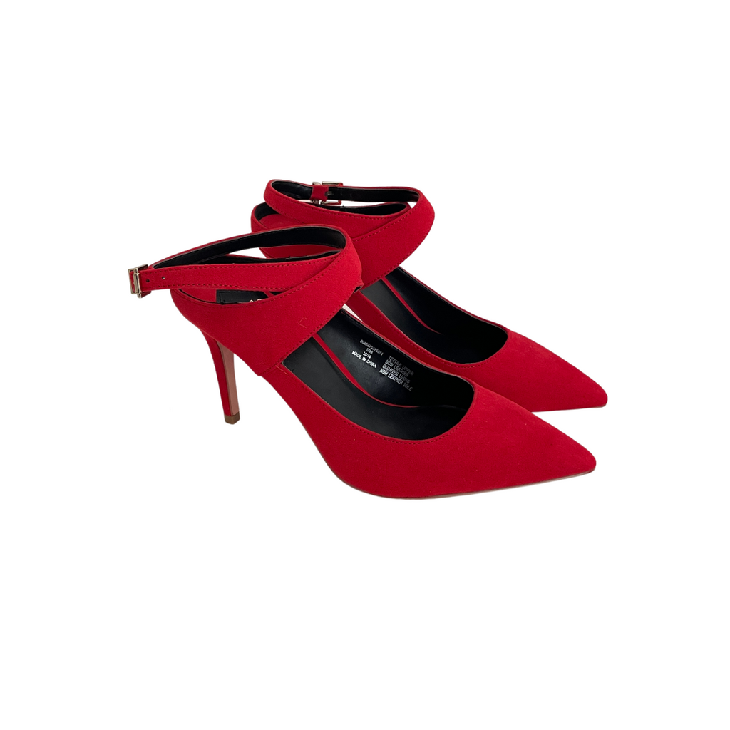 Faith Red Suede Pointed Strappy Pumps | Brand New |