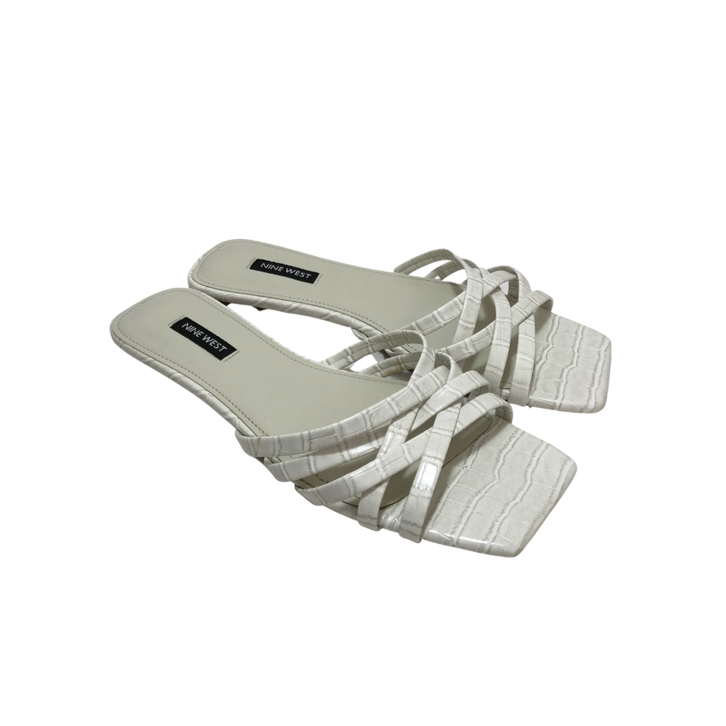 Nine West White Strappy Flat Sandals | Pre Loved |