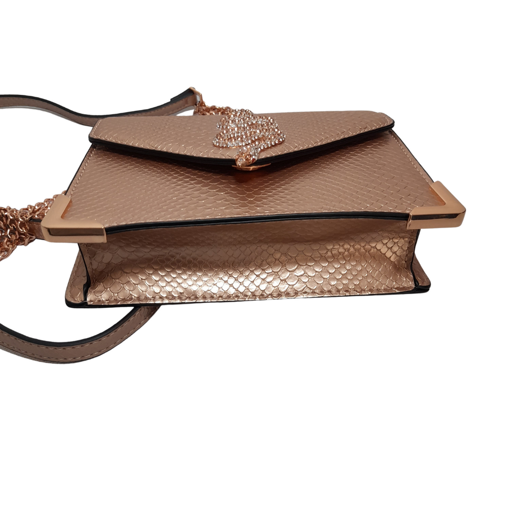 ALDO Rose Gold Snake Rhinestone Crossbody Bag | Brand New |
