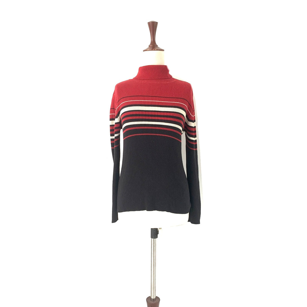 Laura Red & Black Striped Turtleneck Sweater | Gently Used |
