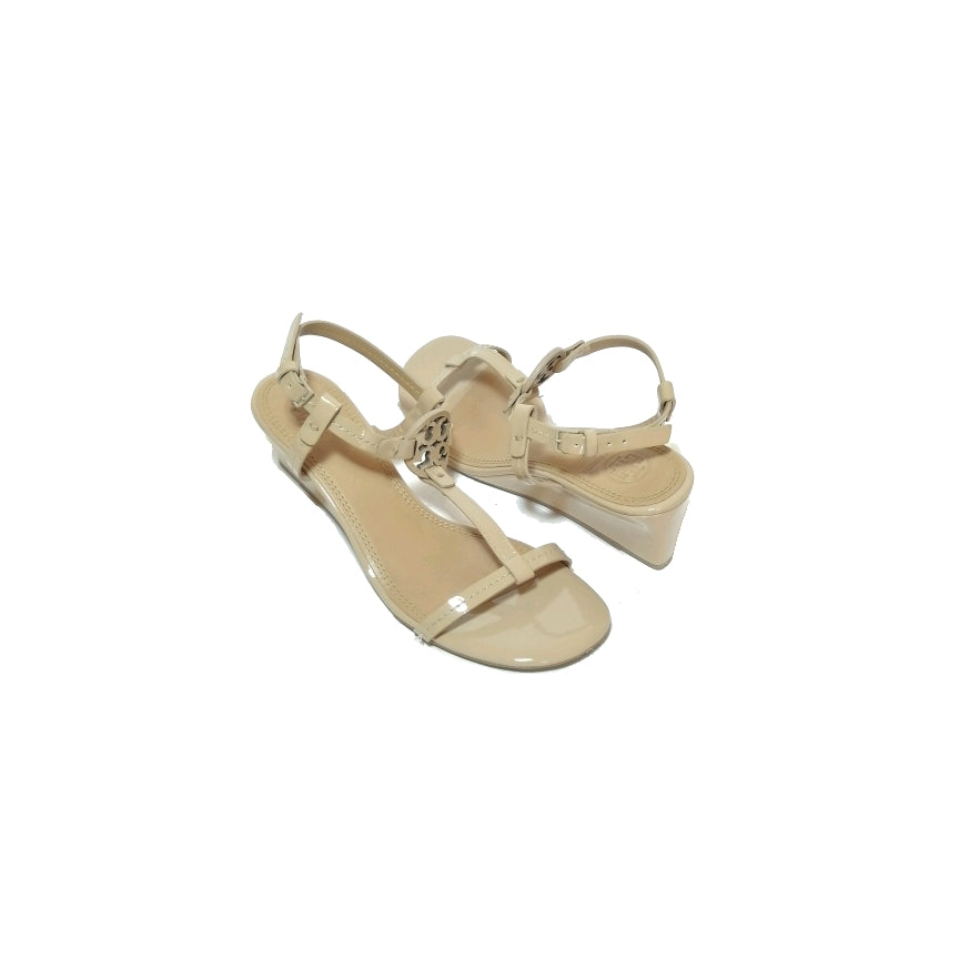 Tory Burch 'Gabriel' Beige Patent Leather Wedges