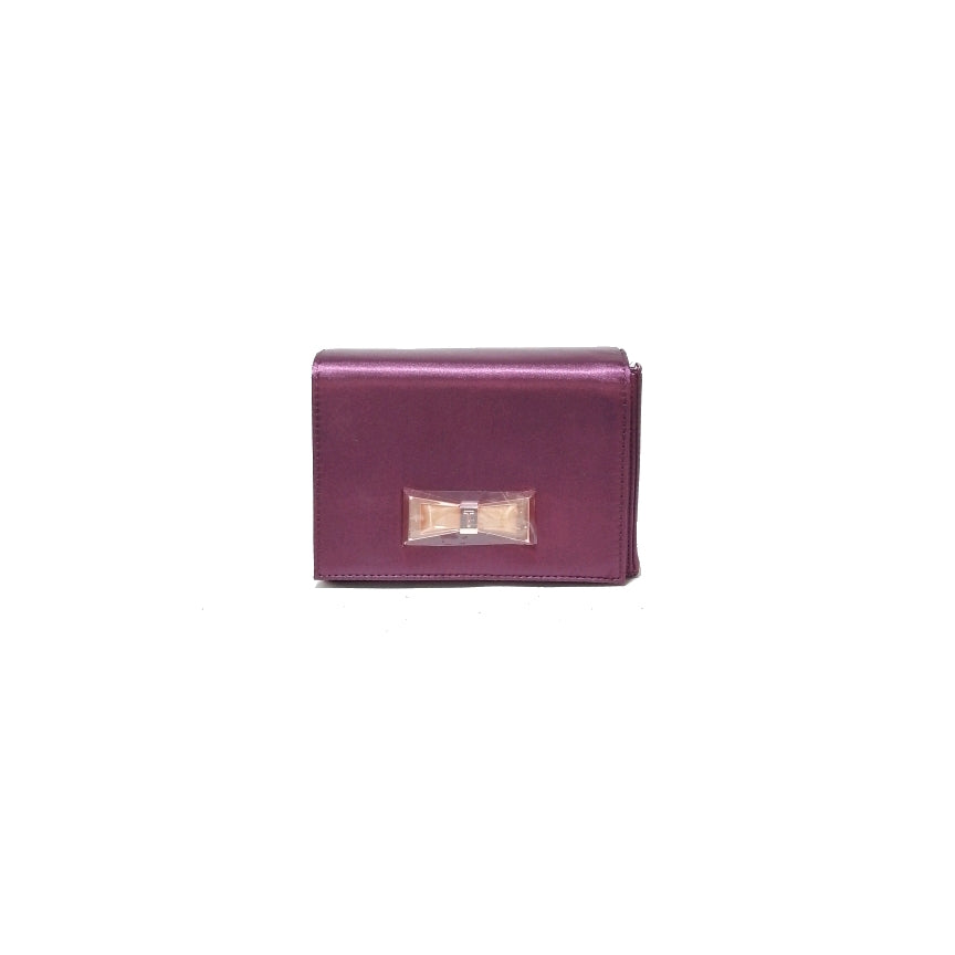 Ted Baker Oxblood Satin Geo Bow Evening Bag