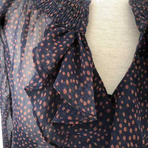 ZARA Navy Polka-dot Sheer Blouse | Pre Loved |