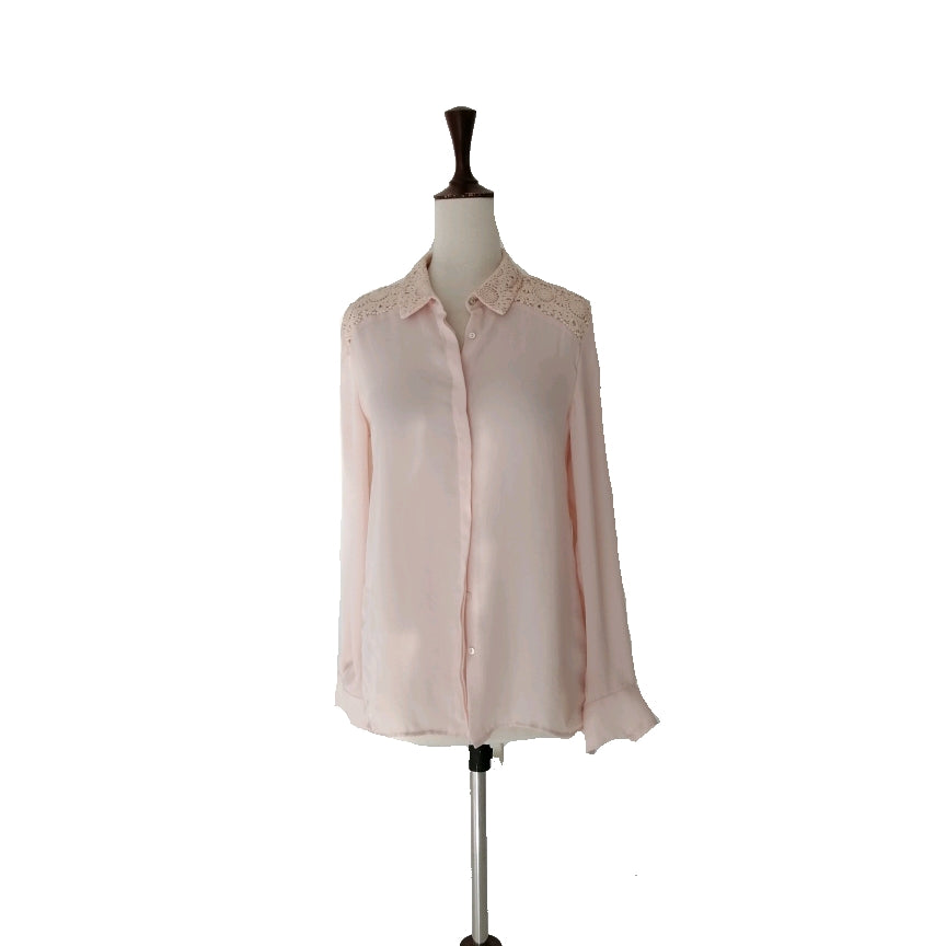 Mango Pink Lace Shirt | Gently Used |