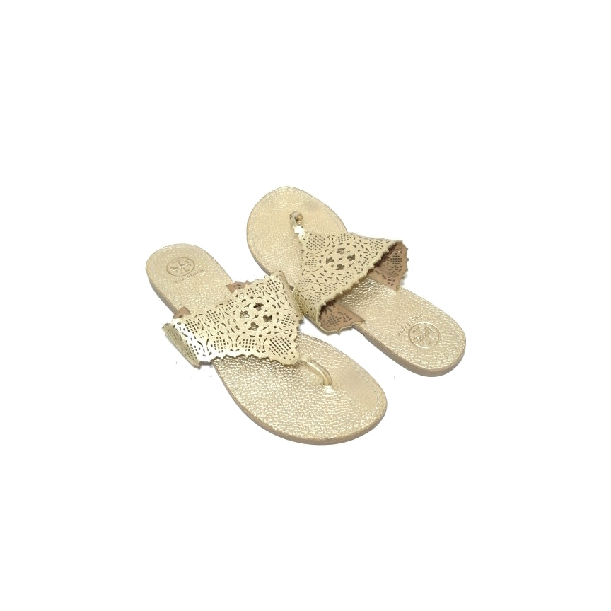 Tory Burch Roselle Gold Laser Cut Sandals Like New Secret Stash