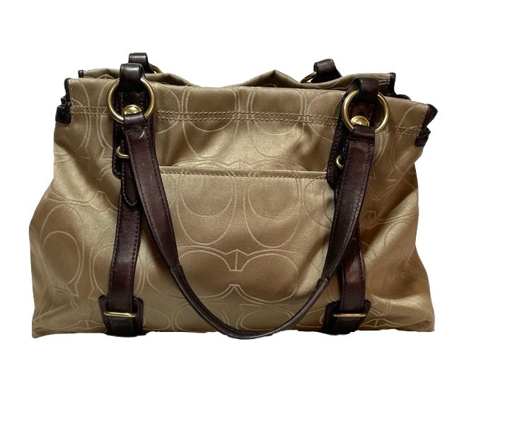 Coach Beige & Bronze Monogram Shoulder Bag | Pre Loved |