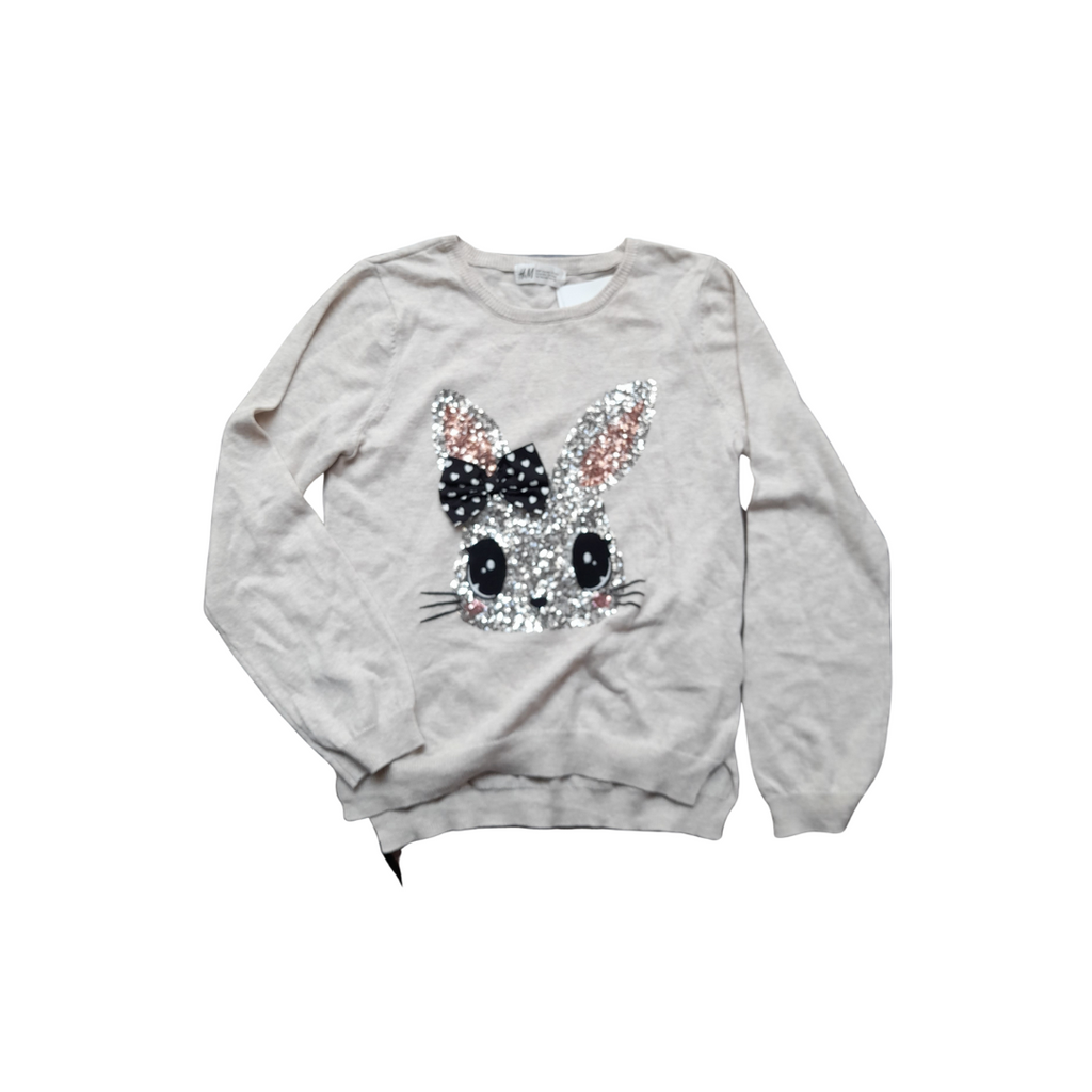 H&M Beige Sequins Bunny Sweater (8 - 10 Years) | Brand New |