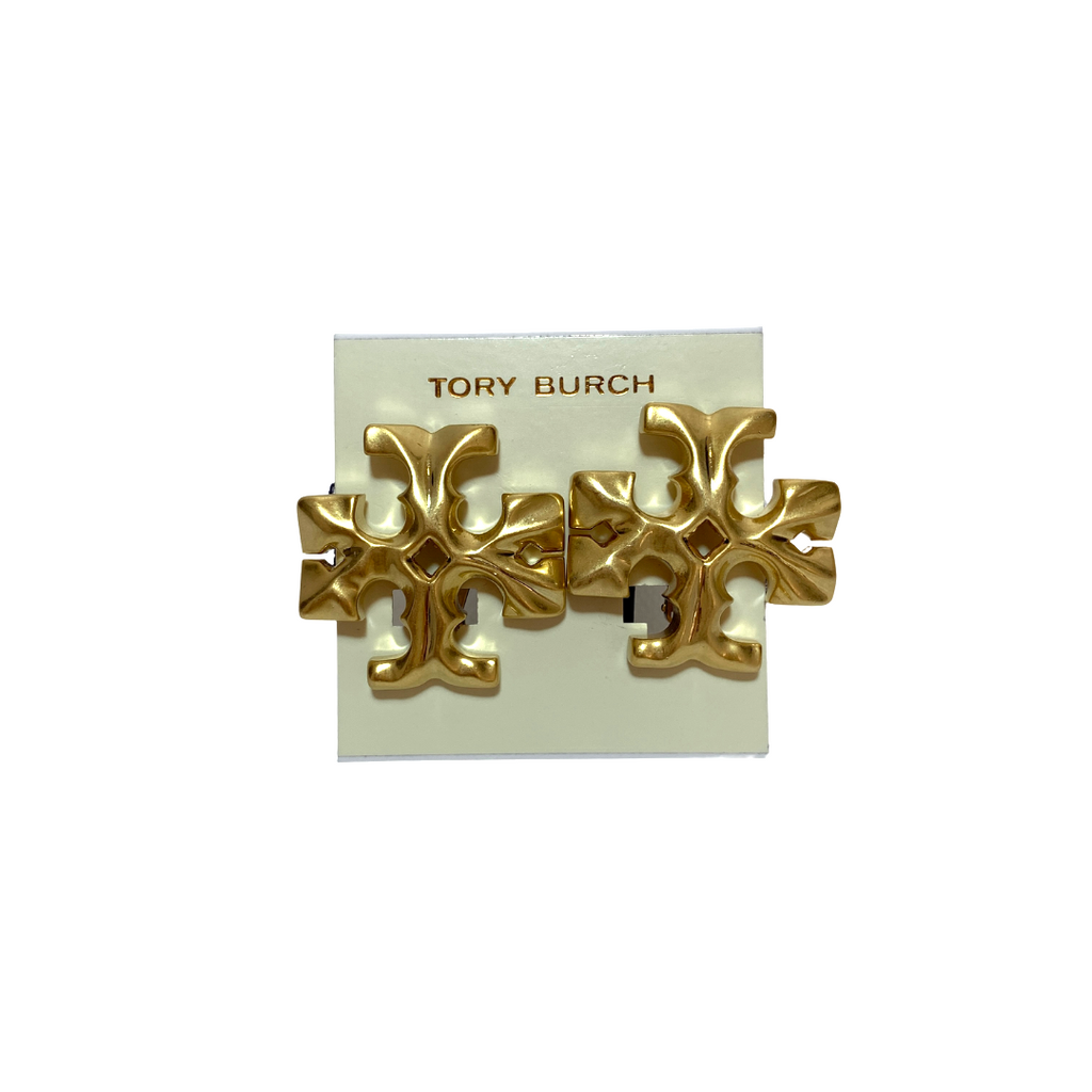 Tory Burch Gold Large Logo Stud Earrings | Brand New |