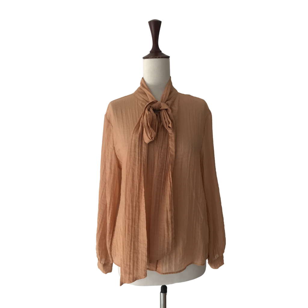 ZARA Light Brown Knot Collared Shirt | Brand New |