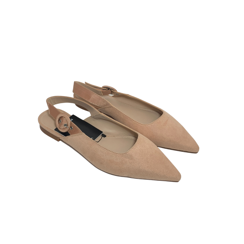 Mango Light Pink Nude Pointed Slingback Flats | Brand New |