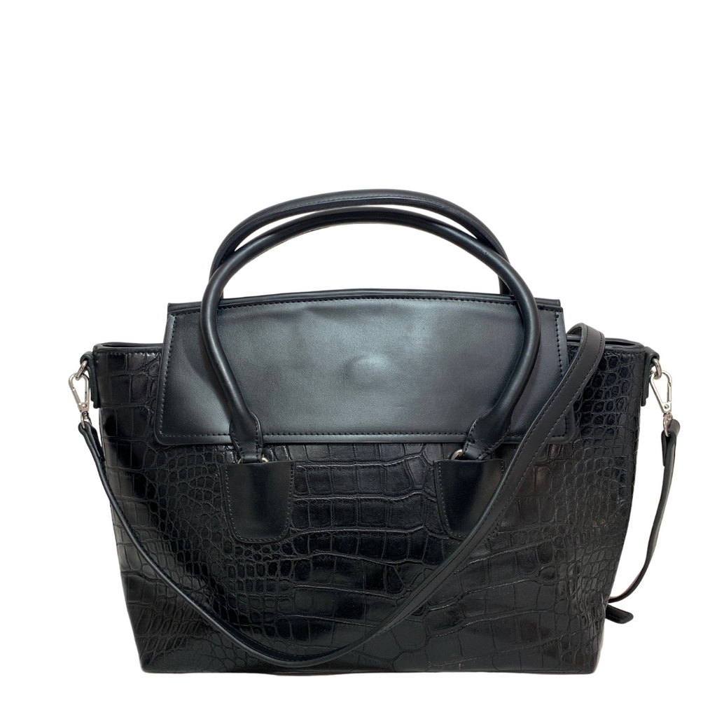 ZARA Black Croc-embossed Large Bag | Pre Loved |