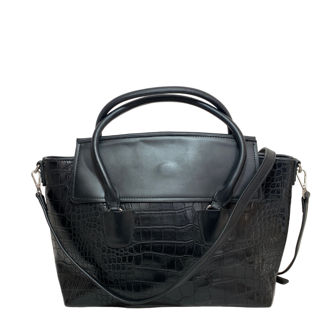 ZARA Black Croc-embossed Large Bag Pre Loved Secret Stash