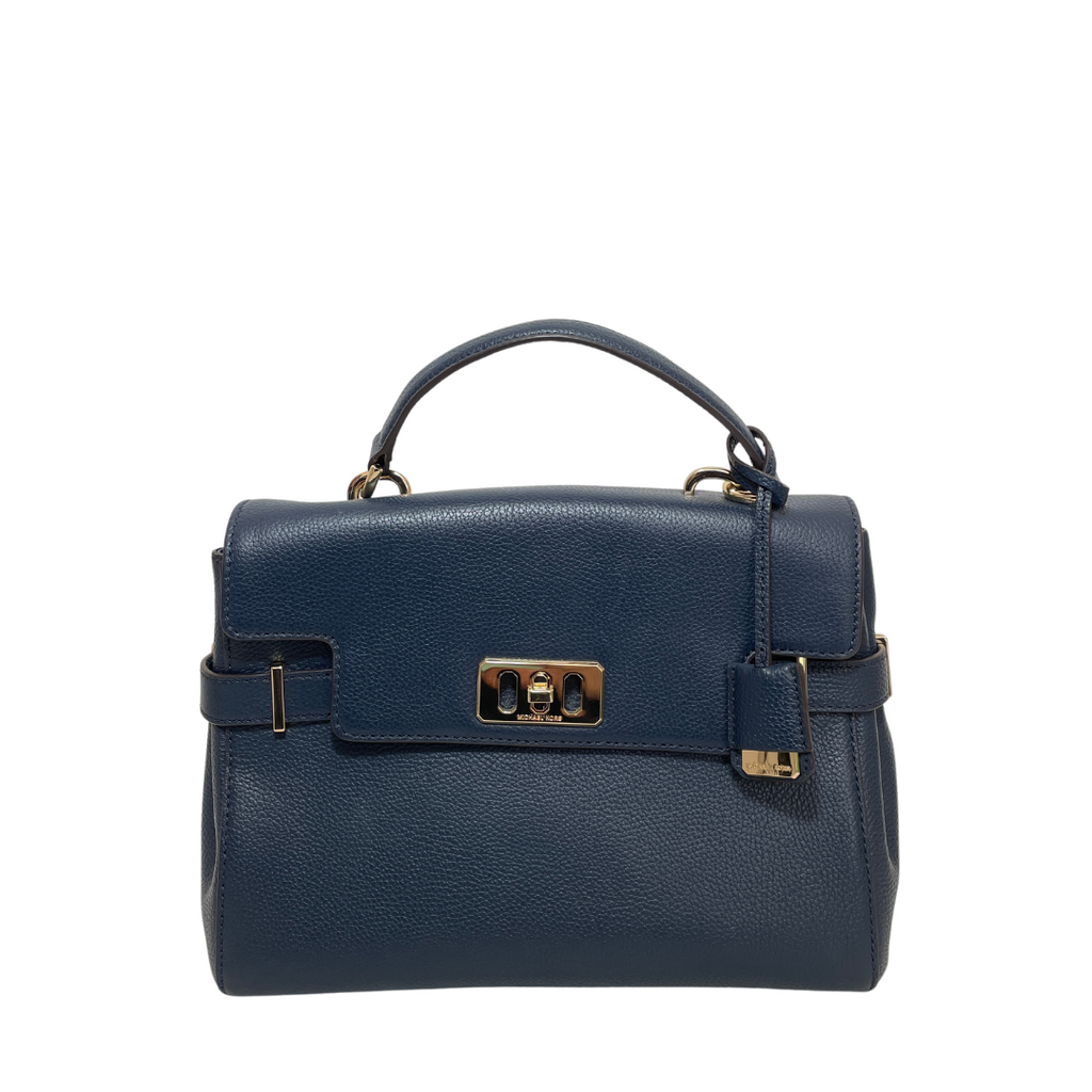 Michael Kors Blue Pebbled Leather 'Karson' Satchel | Brand New ...