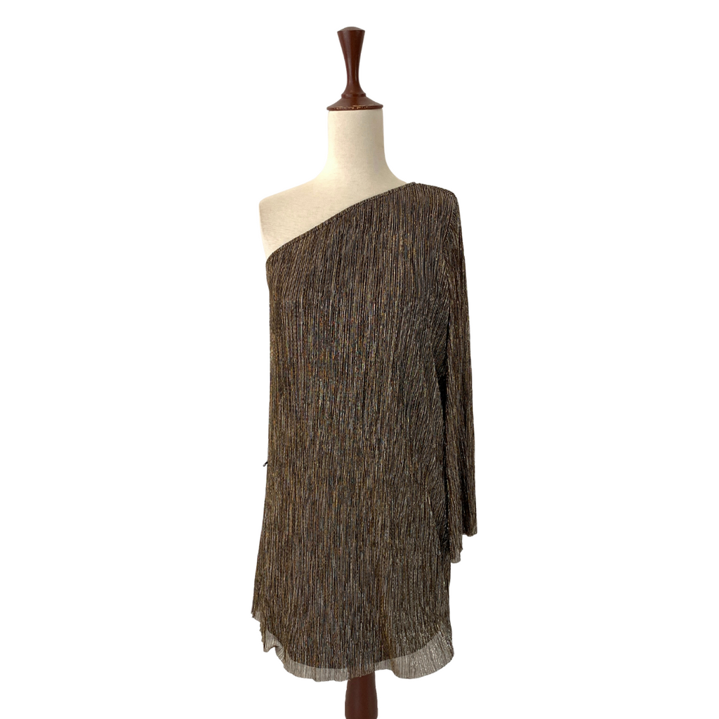 H&M Gold Pleated One-shoulder Dress | Brand New |