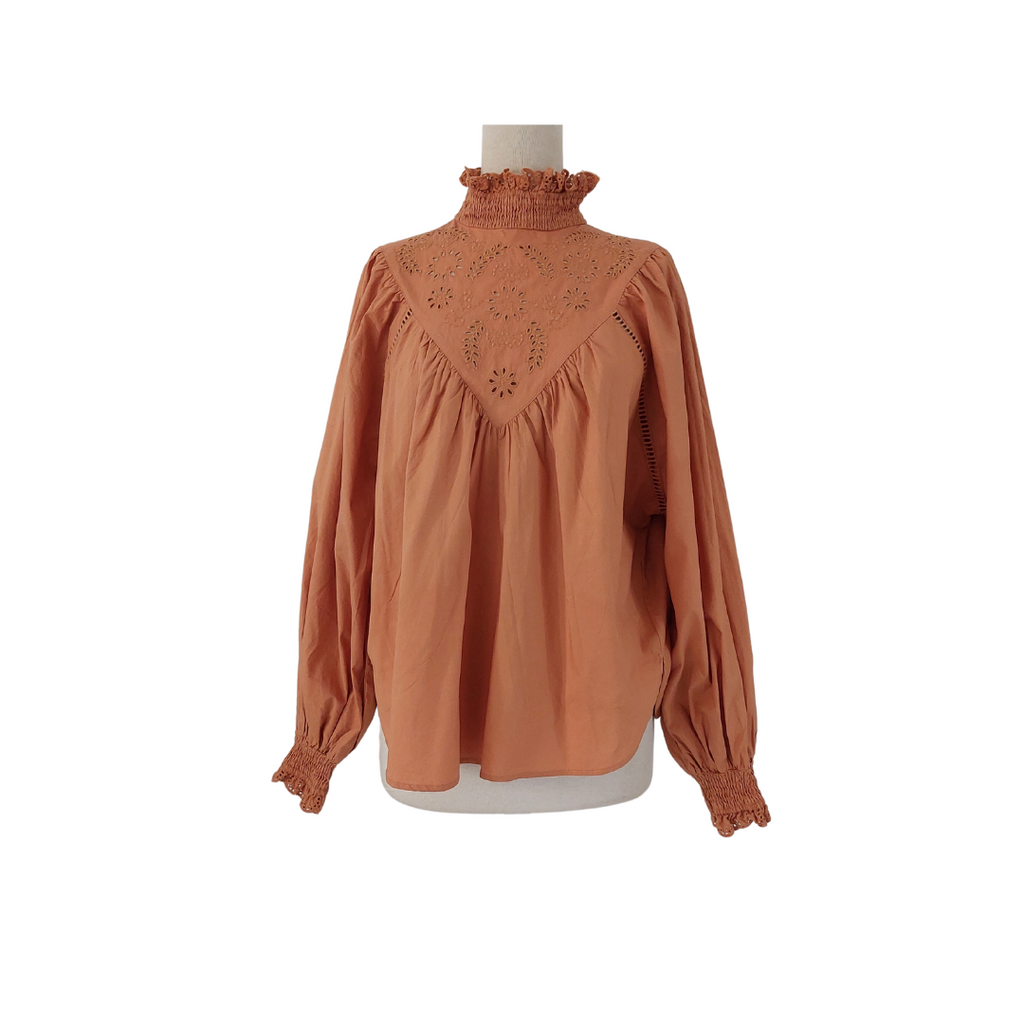 H&M Orange Embroidered Blouse | Gently Used |
