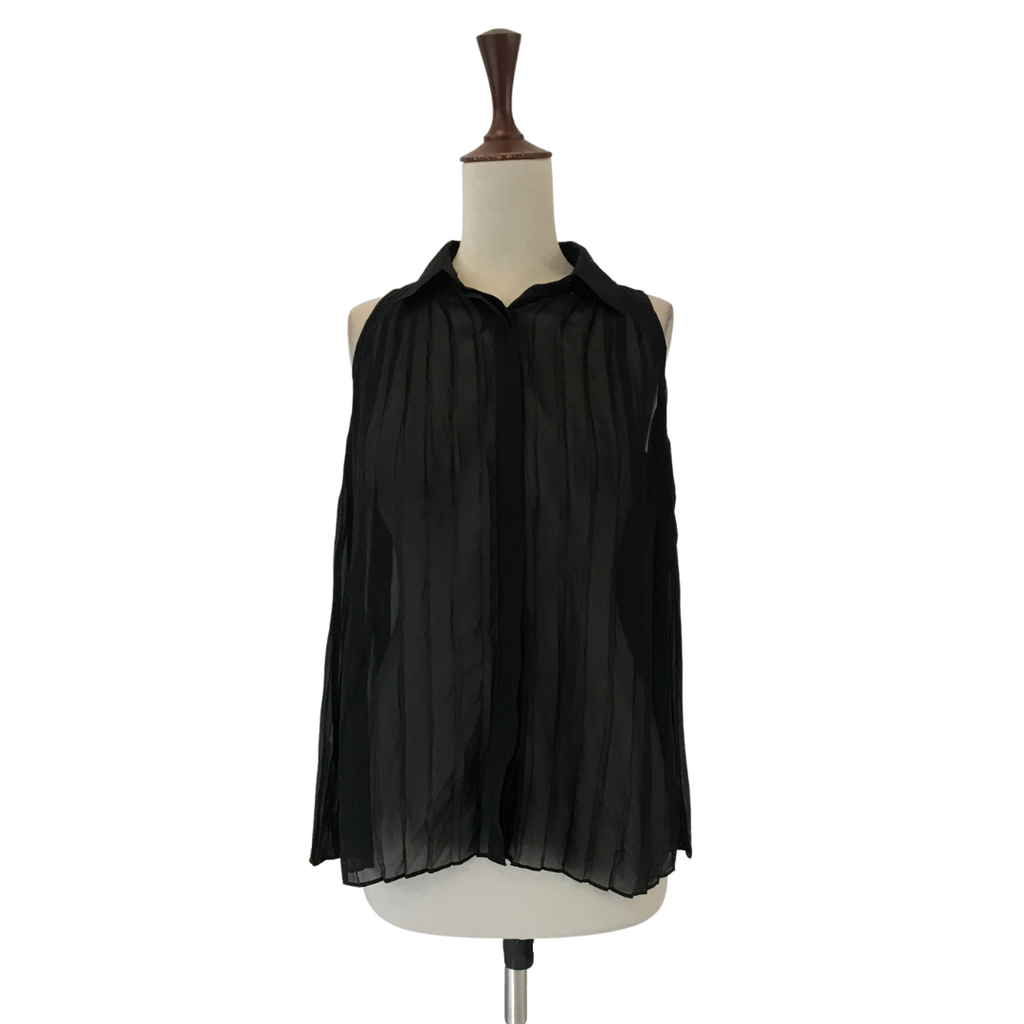 Club Monaco Black Sleeveless Sheer Shirt | Gently Used |
