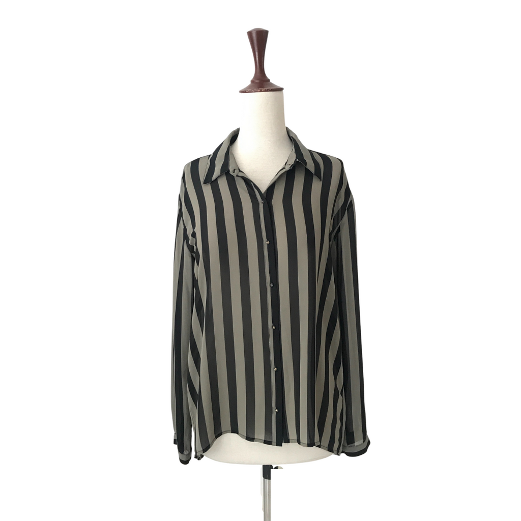 Forever 21 Black & Grey Striped Collared Shirt | Gently Used |