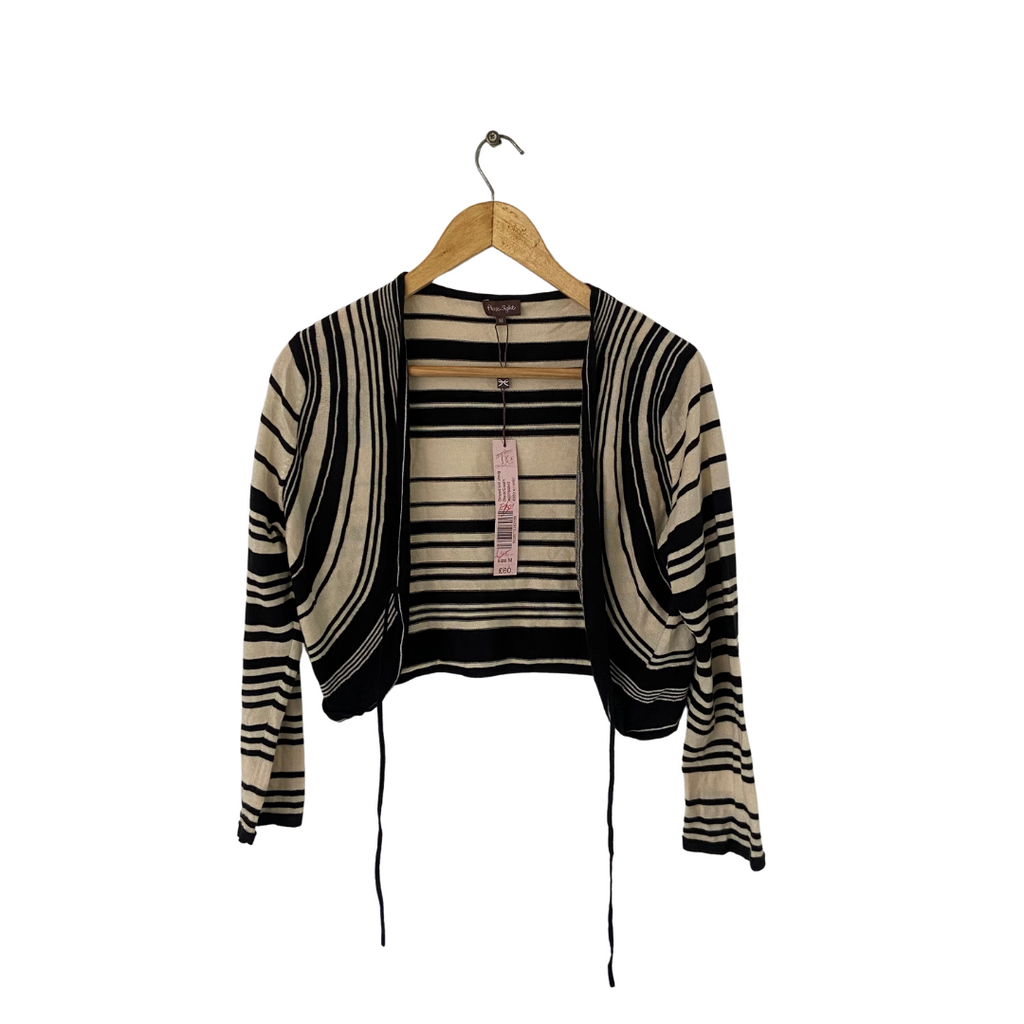 Phase Eight Black and Cream Striped Sweater Shrug | Brand New |