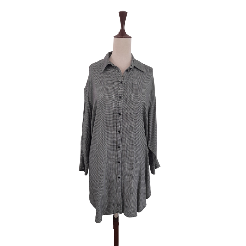 ZARA Grey Checked Long Collared Shirt | Gently Used |