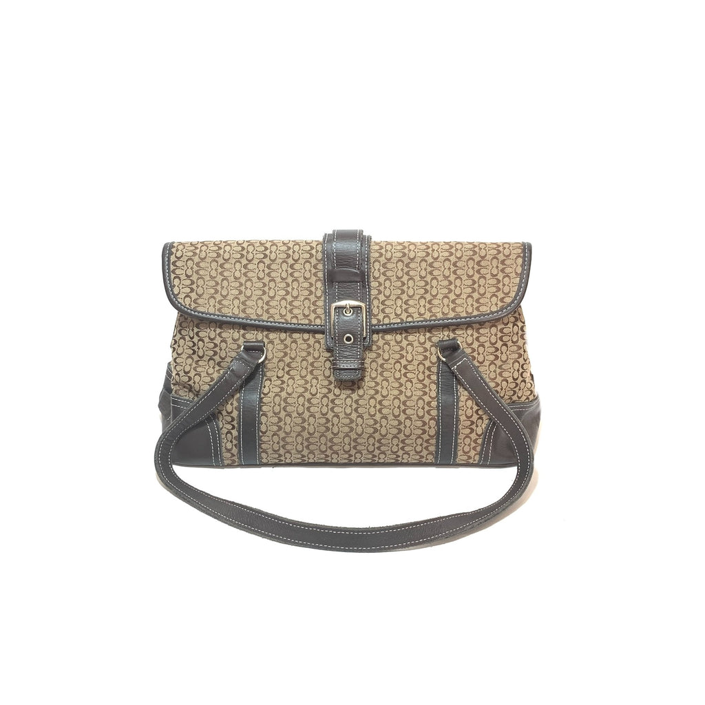 Coach Monogram Canvas & Brown Leather Shoulder Bag | Pre Loved |