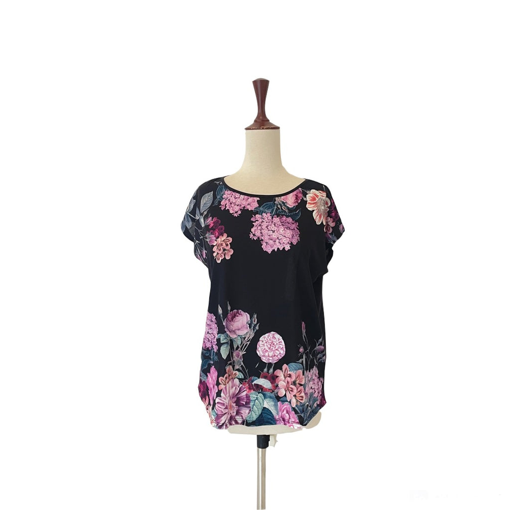 MAX Black Floral Printed Tee | Brand New |