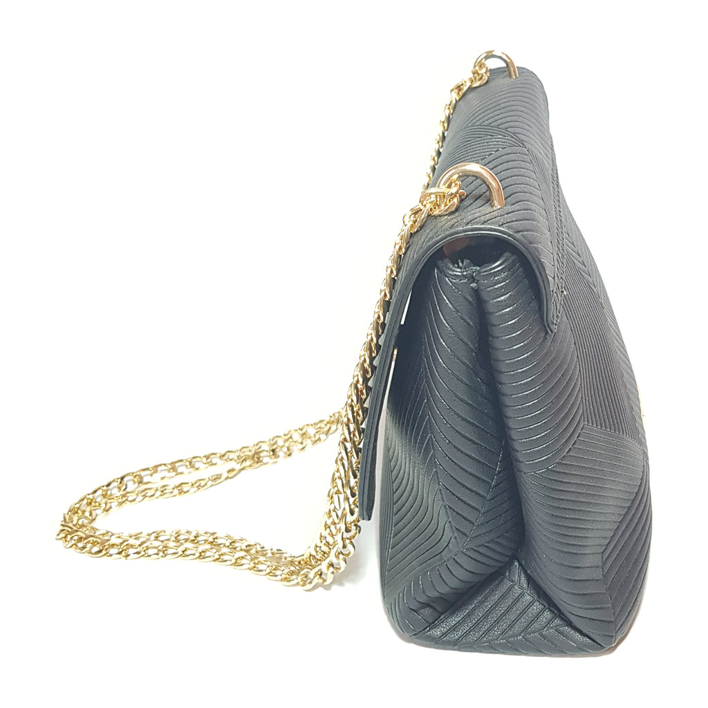 ALDO Black Patterned Gold Chain Shoulder Bag | Like New |