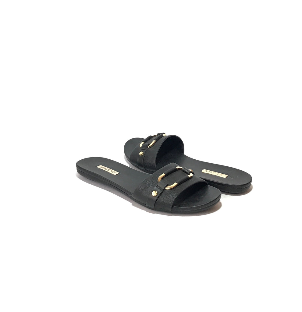 ALDO Black Buckle Slides  | Pre Loved |