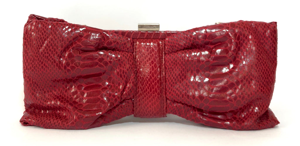 ALDO Red Snakeskin Print Bow Clutch | Gently Used | - Secret Stash