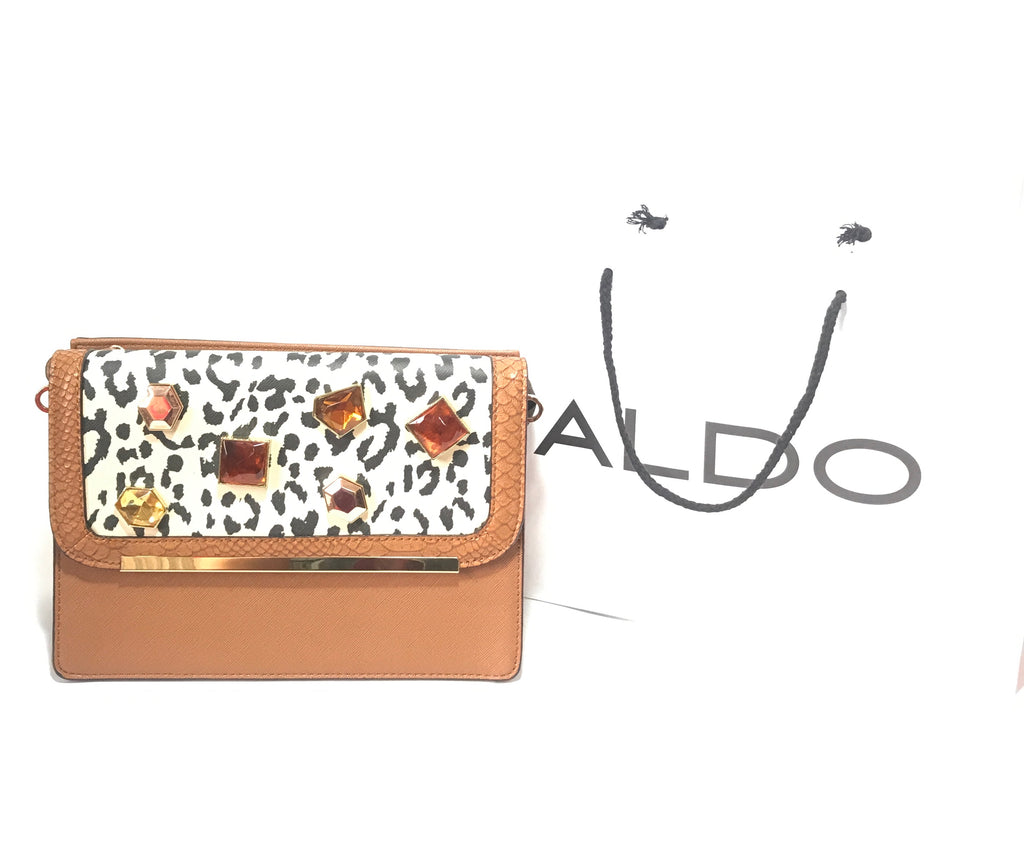 ALDO Cheetah Print Rhinestone White & Brown Bag | Like New | - Secret Stash