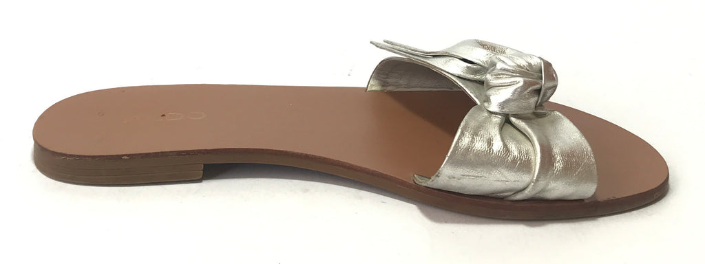 ALDO Silver Leather Bow Slides | Pre Loved |