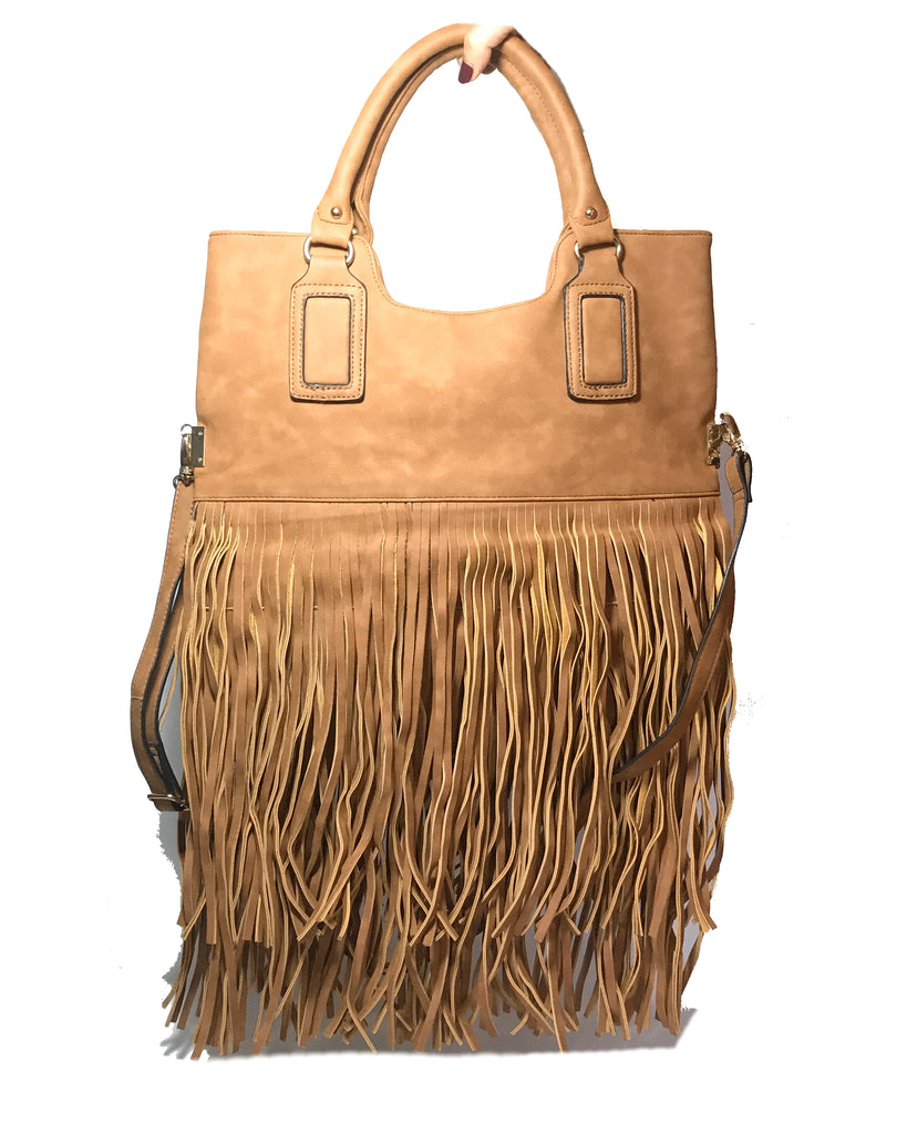 ALDO Tan Leatherette Fringe Bag  | Gently Used |