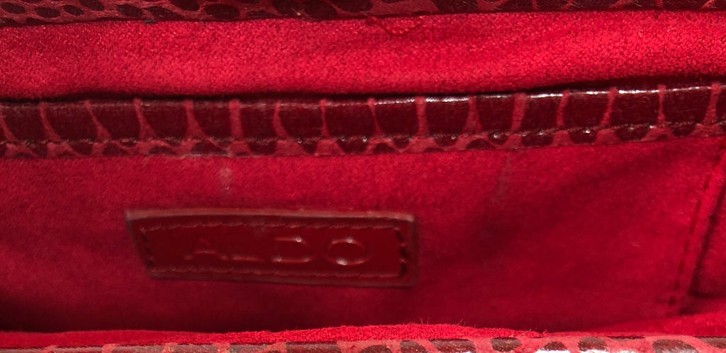 ALDO Red Snakeskin Print Bow Clutch | Gently Used | - Secret Stash