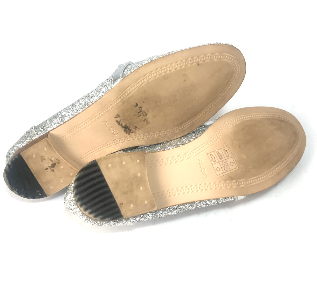 ALDO Silver Glitter Loafers | Gently Used |
