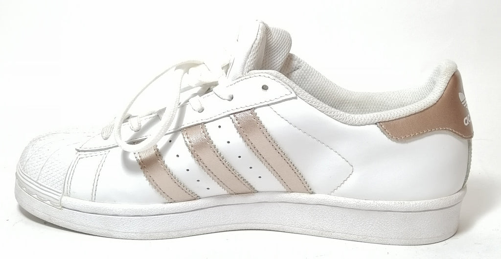 Adidas White & Rose Gold Superstar Shoes | Gently Used |