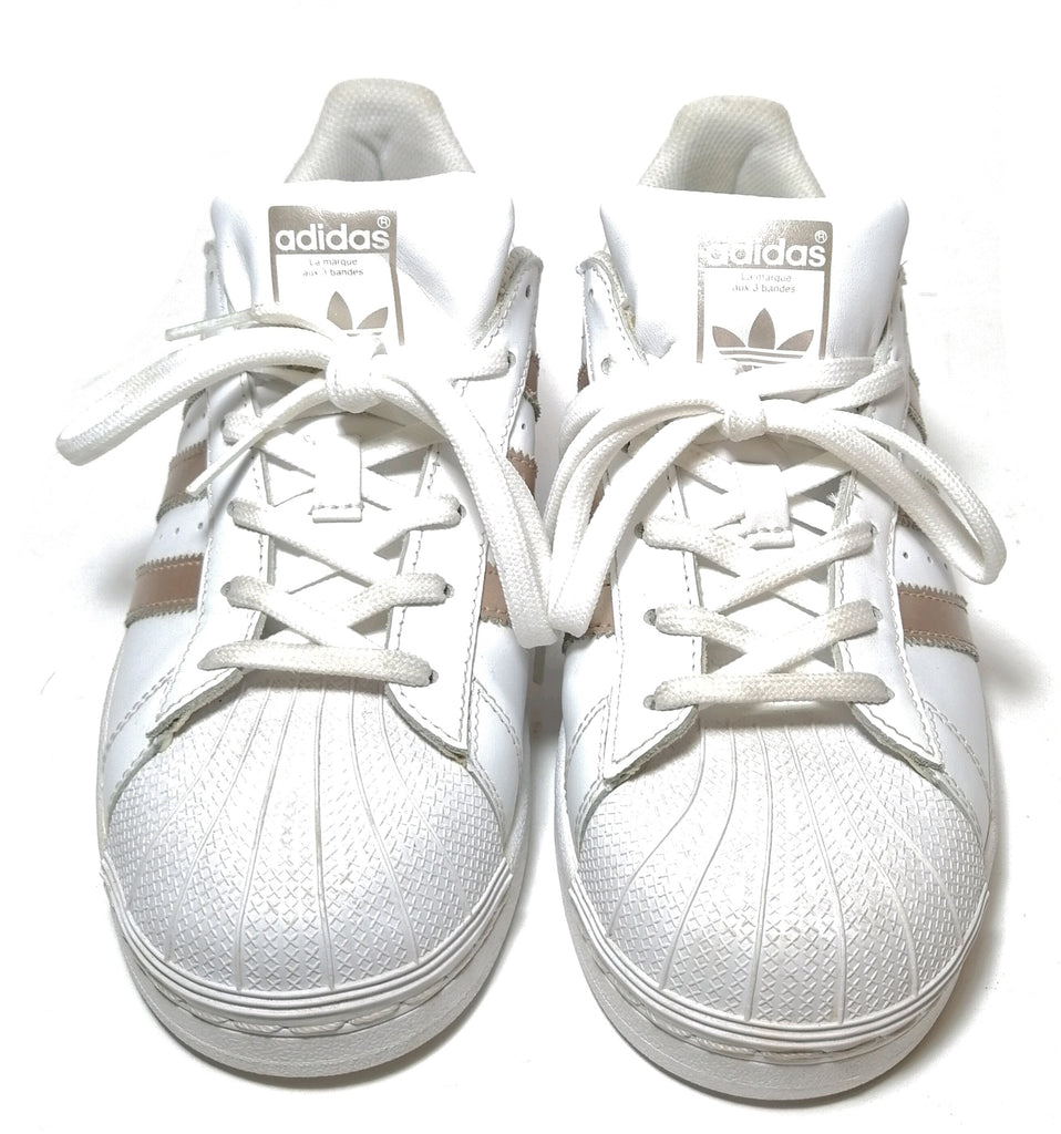 Adidas White & Rose Gold Superstar Shoes | Gently Used |
